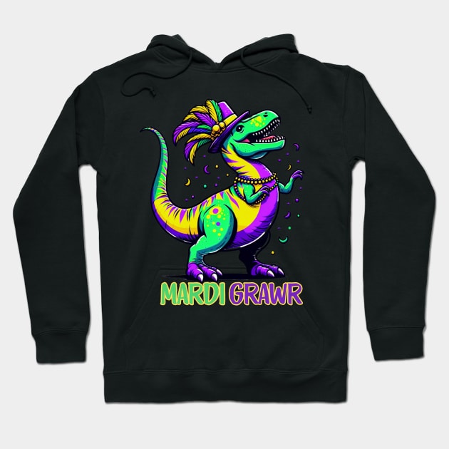 Mardi Gras dinosaur lover Hoodie by Figurely creative